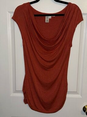 Max Studio Rust Draped Cowl Neck Women's Top